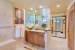 GOLD Remodeled master bathroom features a custom large walk-in shower 
